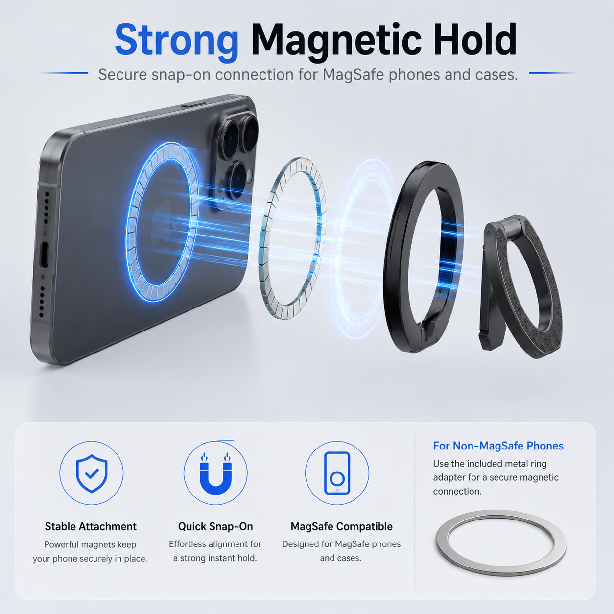 MagSafe Magnetic Ring Grip Stand – Foldable Finger Holder & Kickstand