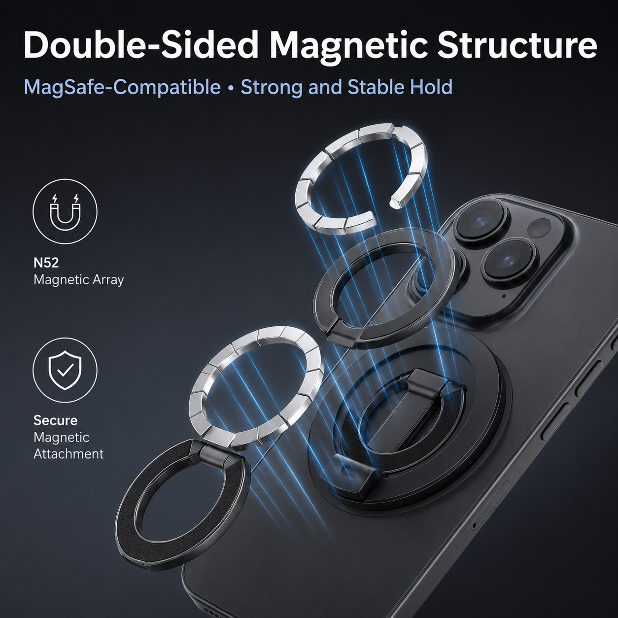 MagSafe Magnetic Phone Ring Stand with 360° Foldable Grip