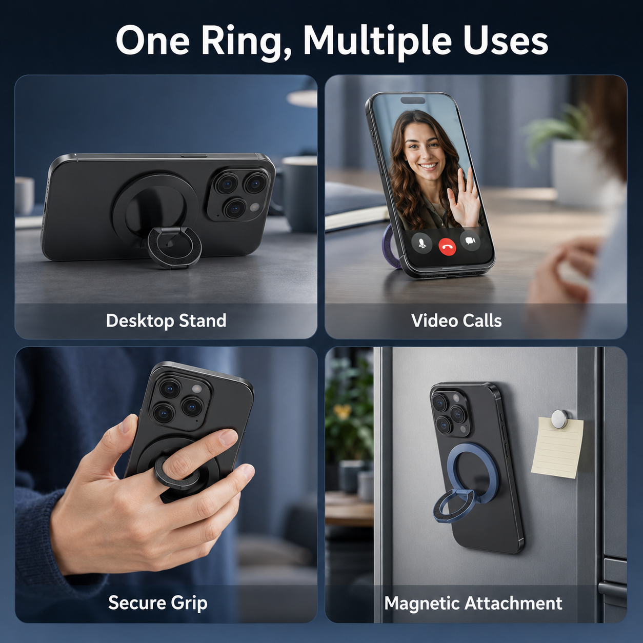 MagSafe Magnetic Phone Ring Stand with 360° Foldable Grip