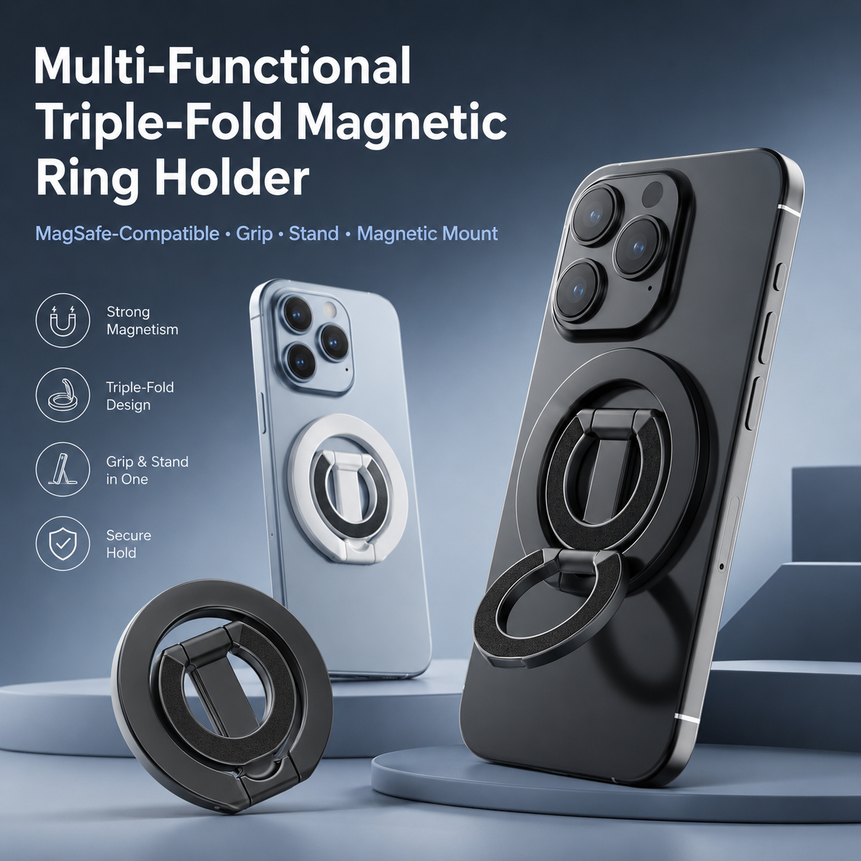 MagSafe Magnetic Phone Ring Stand with 360° Foldable Grip