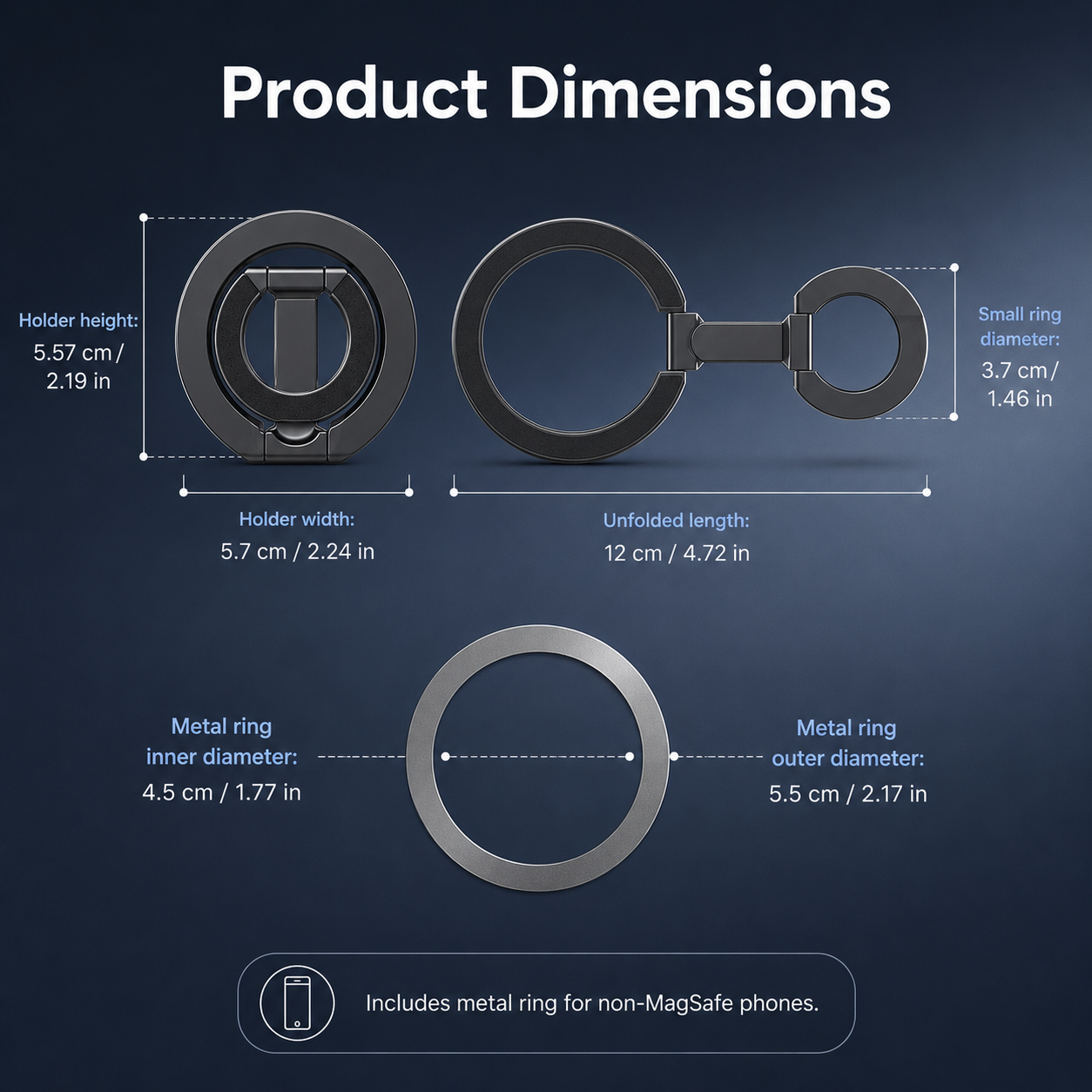 MagSafe Magnetic Phone Ring Stand with 360° Foldable Grip