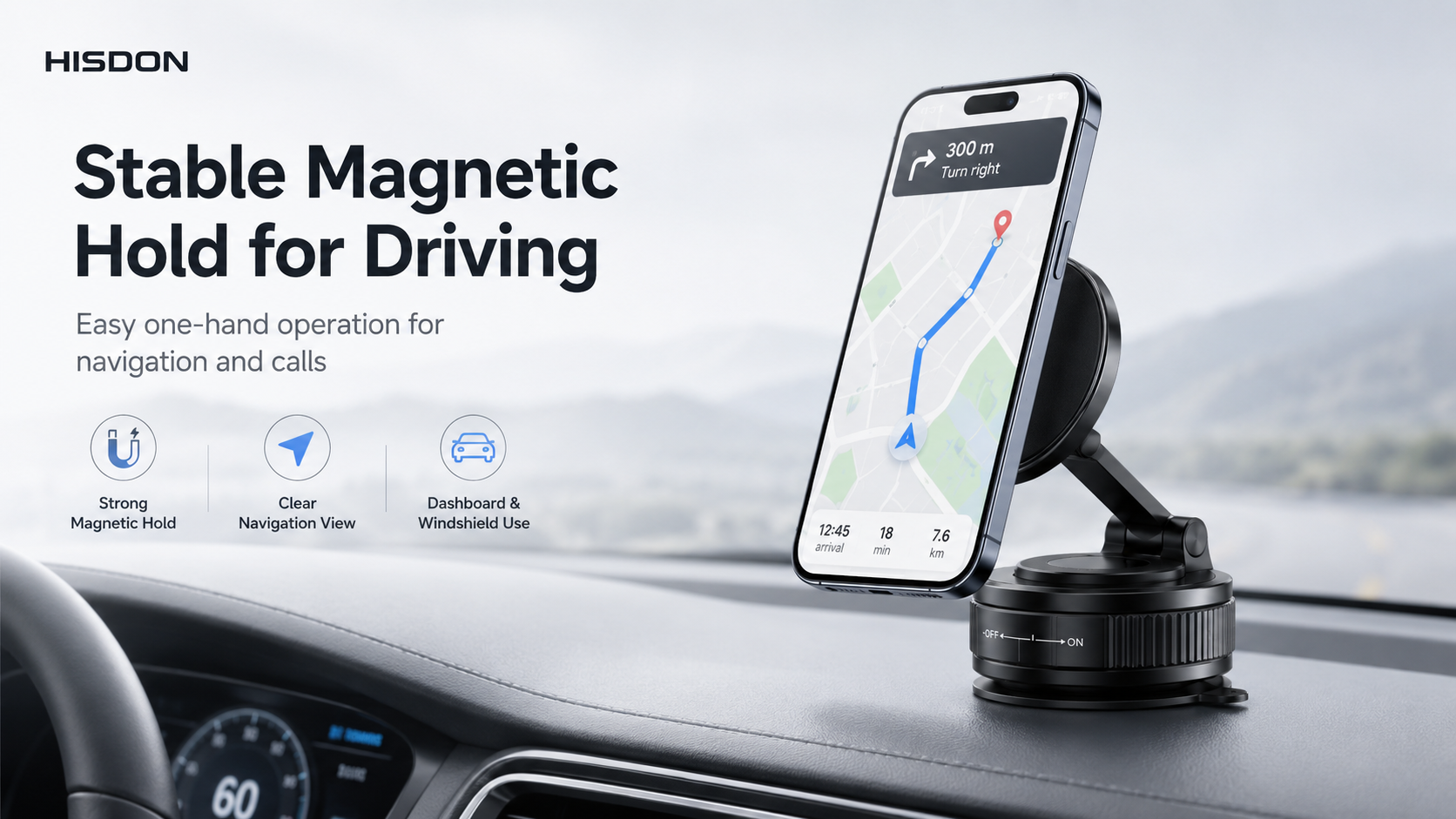 Vacuum magnetic car phone mount with suction base for dashboard and windshield use Vacuum magnetic car phone mount with suction base for dashboard and windshield use