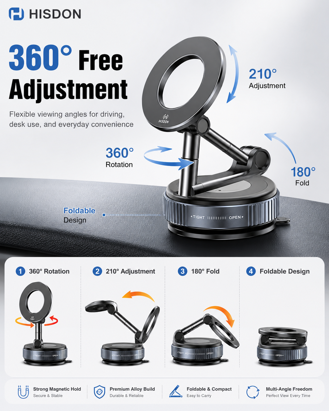 Vacuum magnetic car phone mount with suction base for dashboard and windshield use Vacuum magnetic car phone mount with suction base for dashboard and windshield use