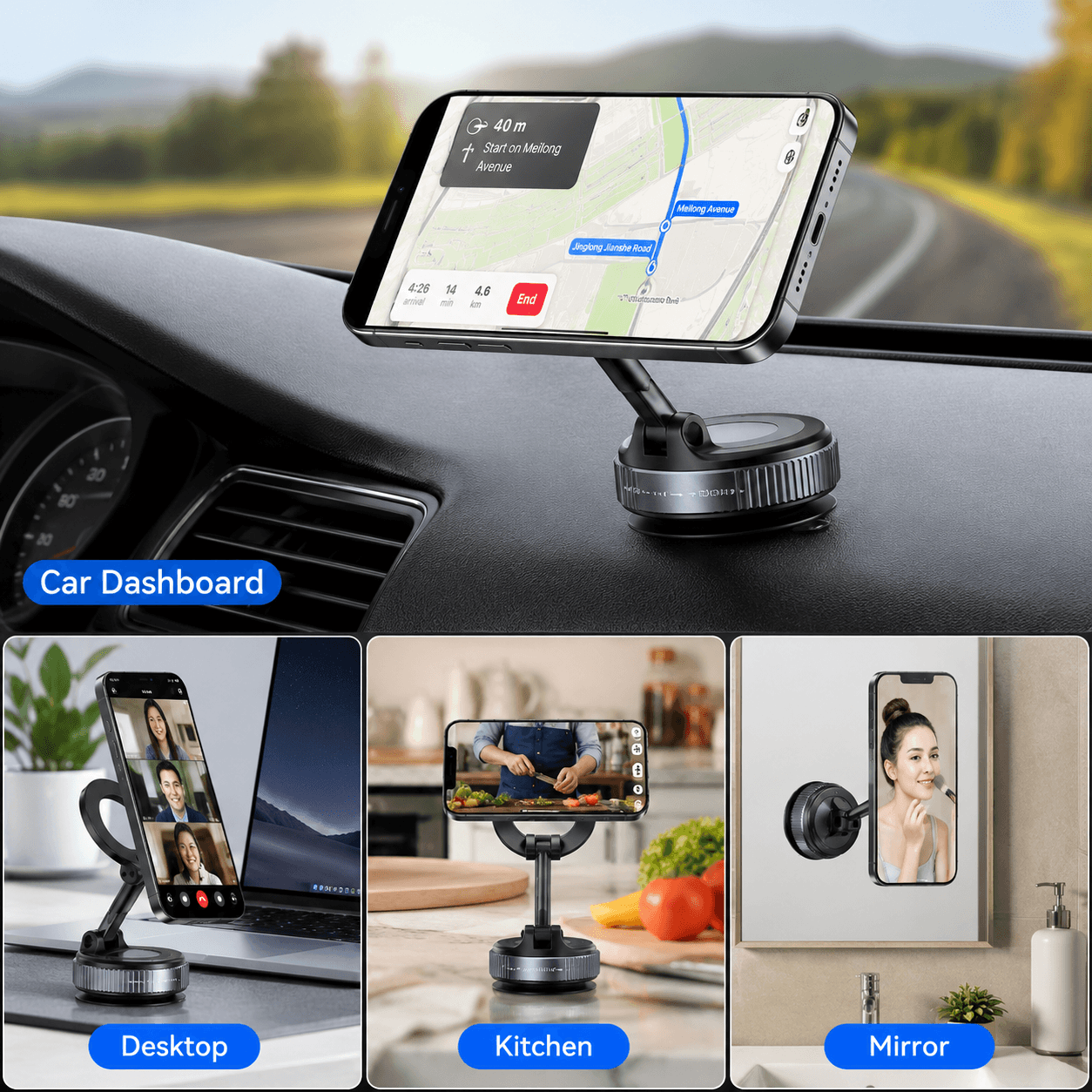 Vacuum magnetic car phone mount with suction base for dashboard and windshield use Vacuum magnetic car phone mount with suction base for dashboard and windshield use