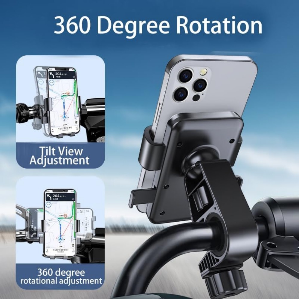 Motorcycle Phone Mount  One-Hand Lock & Anti-Shake