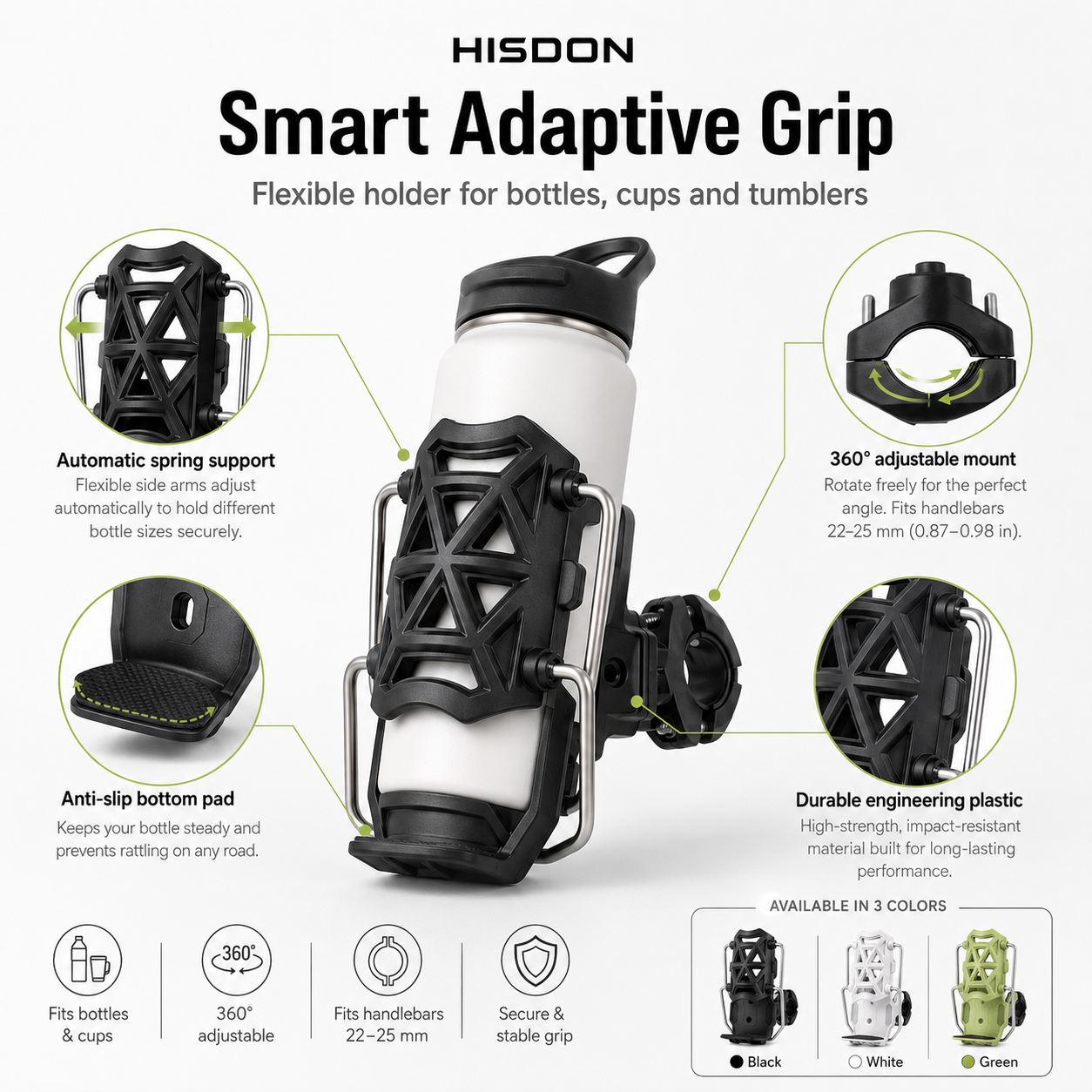 Universal Motorcycle Cup Holder – 360° Rotating Water Bottle Drink Mount