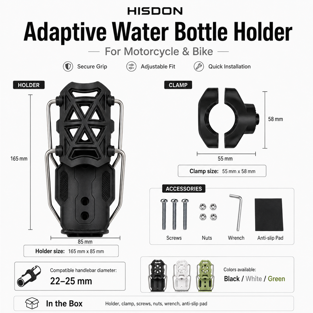 Universal Motorcycle Cup Holder – 360° Rotating Water Bottle Drink Mount