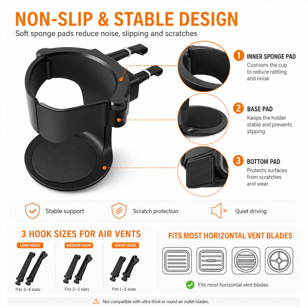 Car Air Vent Cup Holder – Adjustable Auto Drink Bottle Holder