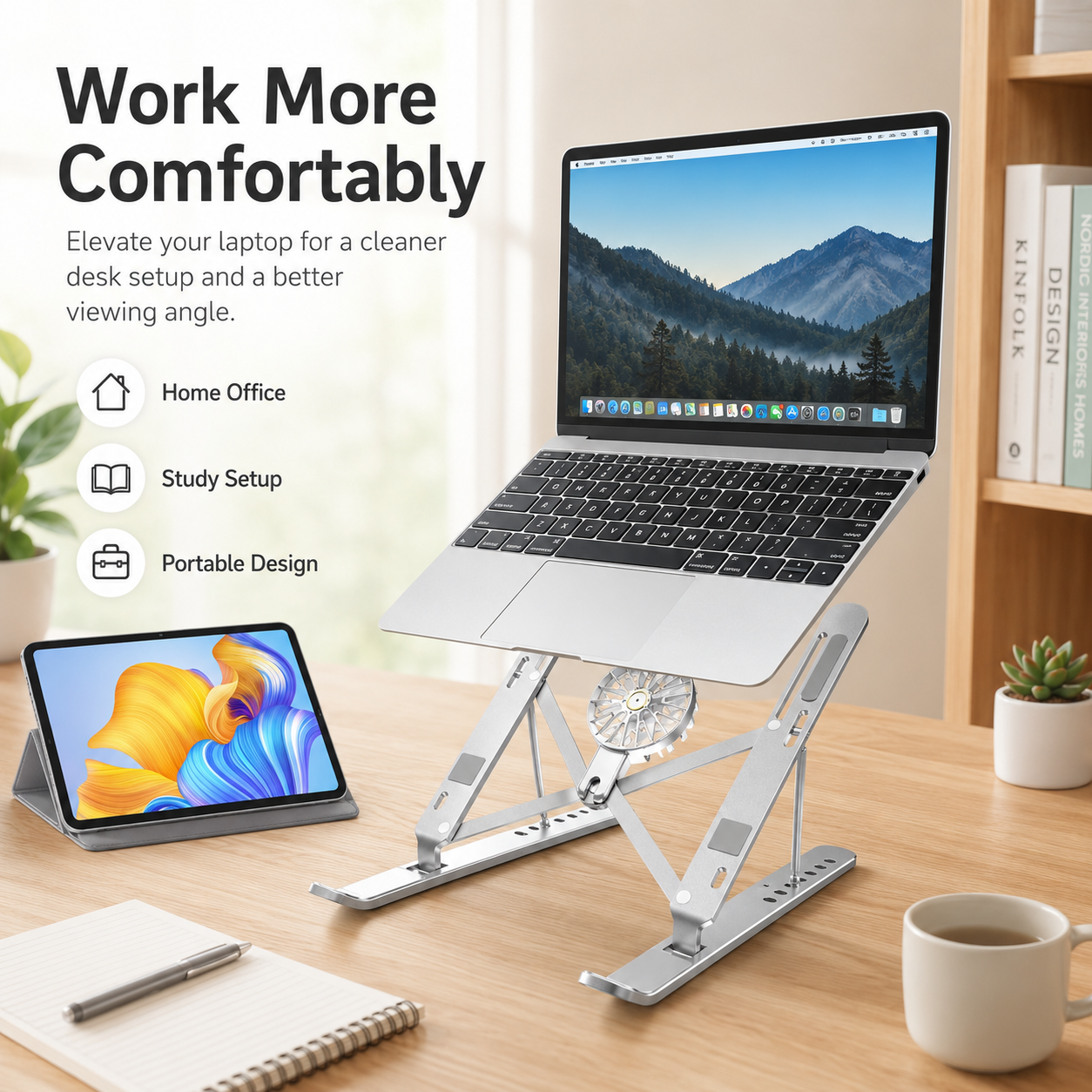 Foldable Aluminum Laptop Stand with Detachable Cooling Fan