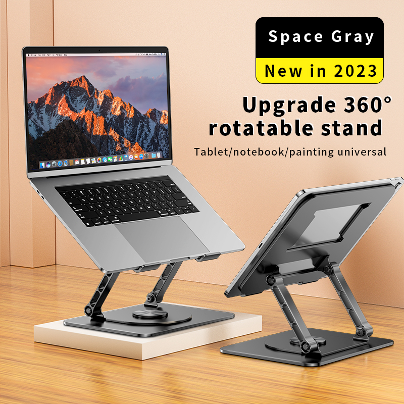360° Rotatable Adjustable Laptop Stand, Foldable Ergonomic Computer Stand for Desk
