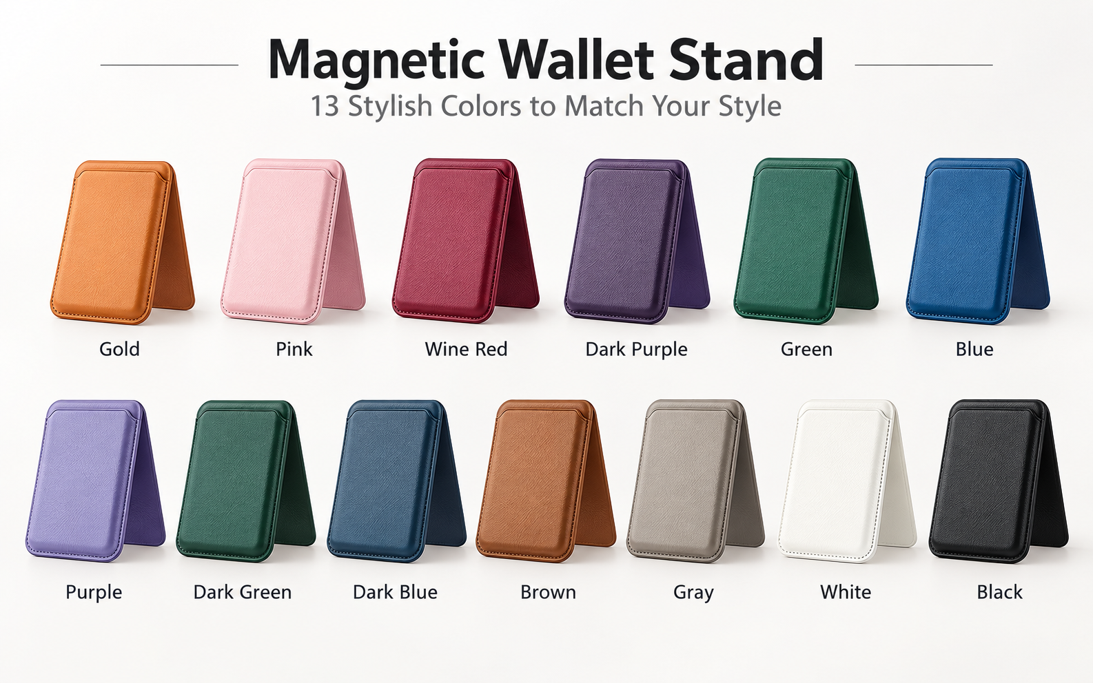 Magnetic Card Holder Wallet with Foldable Phone Stand for MagSafe Compatible iPhone